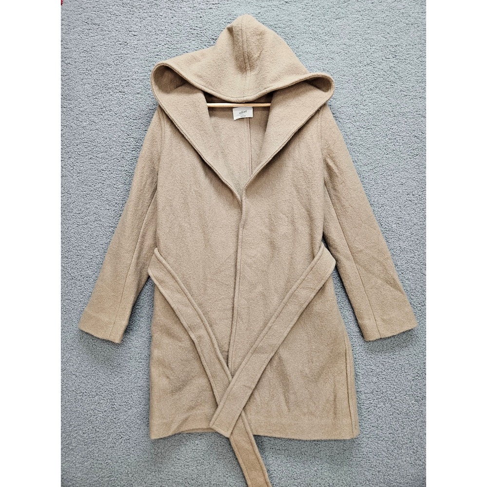 Wilfred Aritzia Jacket S Camel 100% Merino Wool Hooded Wrap Coat